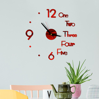 대형 아트 40cm 100cm 120cm 47 인치 블랙 골드 시계 거울 미니멀리스트 DIY 아크릴 프레임리스 3D 벽 시계 스티커 홈 장식