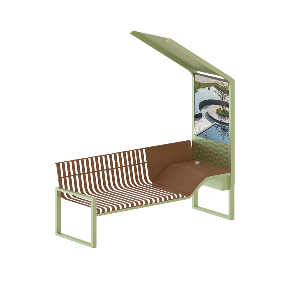 Прочная скамья для парка и улицы с зарядкой, умная рекламная скамья на солнечной батарее