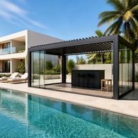 Aluminium-Hardtop-Gartenpavillon Wasserdicht Windbeständig Pulverbeschichtet für Außenbereich Villa Resort Poolbereich 3x4