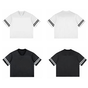 Rayas Bloque de color Europeo-Americano Top Cuello en V Retro Recorte Manga corta - Product Image 2