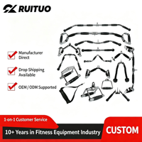 Accessoire de musculation en acier robuste pour lat pulldown avec poignées de traction haute/basse et poignée en caoutchouc