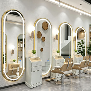 Ensemble de mobilier de salon moderne noir et or : Fauteuil de coiffure, lit de lavage, miroir LED, chariot et équipement de coiffure pour barbier - Product Image 3