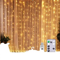 Guirlande lumineuse de Noël pour fenêtre, rideau LED, étoiles, lune, lumières décoratives, à intensité variable, IP44