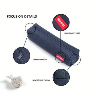 High Quality Portable Washable Canvas <b>Black</b> Gray <b>Mini</b> Pencil case Pouch Pen <b>Bag</b> for Students School Supplies - Product Image 2