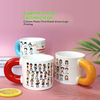 Grande tasse à poignée large, souvenir personnalisé, dessin animé, écologique, auto-portrait étudiant, cadeau de remise de diplôme, boîte cadeau, compatible micro-ondes