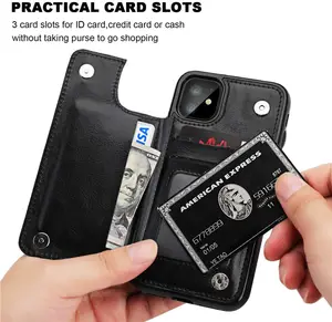 עור כרטיסי ארנק חזרה מגנטי Flip כיסוי Slim מסך מגן עבור iPhone 12 11 11 Pro מקסימום