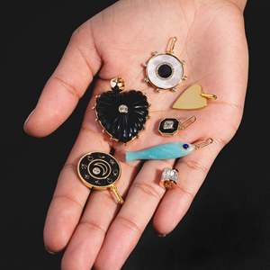 Pendentifs Cœur en Émail Tendance pour Colliers, Accessoires DIY, Breloques Poisson en Pierre Naturelle Style Rétro - Product Image 6