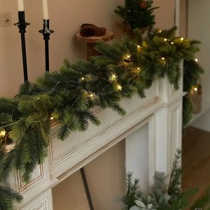 Guirlandes de Noël en rotin, décorations artificielles en aiguilles de pin pour cheminée, décoration de fêtes - Product Image 1