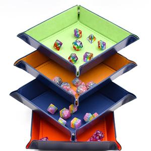 FACCUB Vassoio Portadadi Pieghevole in Pelle PU Intagliato a Mano, Organizzatore da Scrivania DND con Funzione di Contenitore per Monete/Chiavi - Product Image 1