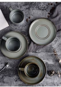 Hot Sale Ceramic Espresso Colored Natural Stone Glazed Coffee and <b>Saucer</b> Set Latte <b>Cup</b> for Cafe - Product Image 5