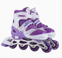 Patins à roulettes ajustables avec roues lumineuses LED, patins à roulettes confortables en PU respirant, chaussures de patinage sportives d'extérieur