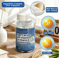 Suikerloze fruitige gummy snoepjes met hoog calciumgehalte, vitamine D & K, in een fles