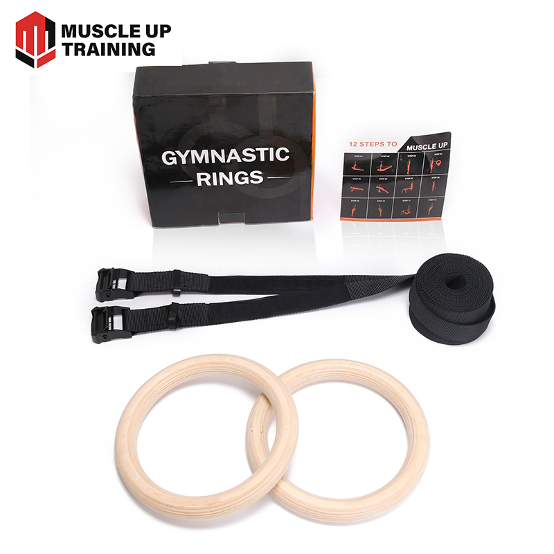 Высококачественные деревянные гимнастические кольца с нумерованными ремешками для тренировок по фитнесу