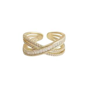 Bague de mariage plaqué or personnalisée bijoux de mode en zircon pour femmes style unisexe mignon géométrique principalement en laiton fêtes anniversaires - Product Image 1