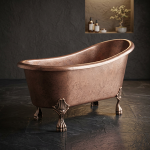 Baignoire autoportante en cuivre pur avec base à rebord, très demandée pour la salle de bain - Indian Home Crafts - Product Image 1