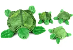 Peluche tartaruga marina con neonati OEM/ODM mamma tartaruga peluche con tasca con cerniera regalo bambola di peluche di alta qualità per bambini