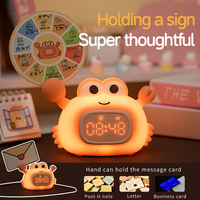 Crab Smart Wecker mit Farbigem Nachtlicht, Sanftes Aufwachen Schlaftraining, Wiederaufladbare Silikon Niedliche Tier-Tischlampe