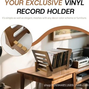 Étagère à disques vinyles en bois massif pour bureau, support de rangement pour CD et magazines, organisation du salon - Product Image 2