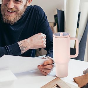 Vaso de Acero Inoxidable de 40 oz, Doble Pared, Aislado al Vacío, con Asa, Tapa con Pajita, Apto para Lavavajillas, Portavasos, <span class=keywords><strong>Taza</strong></span> de Viaje - Product Image 4