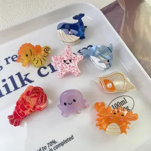 Simpatici clip per capelli con capelli di animali da 4cm piccoli Mini cetacei acetato di granchio accessori per capelli per ragazze