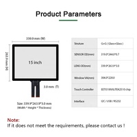 Pantalla táctil personalizada de 15 pulgadas CTP guante impermeable Stylus Panel táctil AG AR AF vidrio proyectado pantalla multitáctil capacitiva