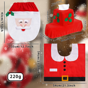 <b>Christmas</b> Theme Shower Curtain and Toilet Lid Cover Set Festive Household <b>Christmas</b> Decorations Gift Set - Product Image 2