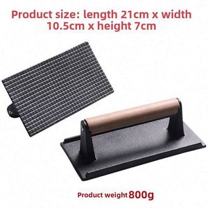 Heavy Duty 6.9in Griddle Smash Burger Press Cast Iron Grill Press Round Rectangular BBQ Grill Press for Meat & Poultry Tools - Product Image 4