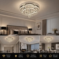 Lustre moderne de luxe à LED pour la décoration de la maison, luminaire de plafond en acier inoxydable et cristal pour salle de bain