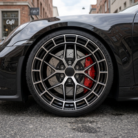 Jantes en alliage forgé sur mesure, 1 pièce, bicolores, finition usinée argent et noir, 19, 20, 21, 22 pouces, 5x130, 5x112, pour Porsche 911, 718