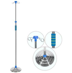 Offre Spéciale matériel hospitalier médical IV pôle goutte à goutte support mobile en acier inoxydable clinique perfusion support avec roulette 4 crochets - Product Image 1