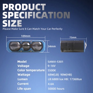 SANVI Factory Best-selling 3-eye Mini Driving <b>Light</b> Car 90w Grille <b>Light</b> External Motorcycle Spotlight Auxiliary Lighting - Product Image 5