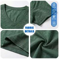 T-shirt personnalisé pour homme en coton slub, col en V, texture chinée vintage, coupe ajustée, style muscle, manches courtes, respirant, décontracté, haut d'été