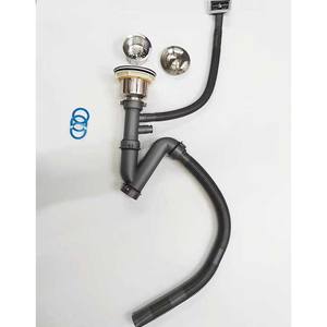 <span class=keywords><strong>Kit</strong></span> de vidange pour évier à double bac et siphon en forme de V pour évier de cuisine double, siphon d'évier - Product Image 4