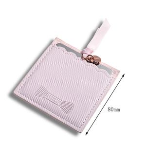 Laser Engraved Cute Pink Ribbon Stainless Steel Pocket Cosmetic <b>Mirror</b> Customized Logo with PU Pouch Promotion Gift - Product Image 6