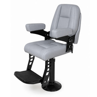 Chaise de capitaine marine pliable en cuir PU de qualité commerciale avec accoudoirs, repose-pieds et piédestal pour poste de pilotage de remorqueur portuaire