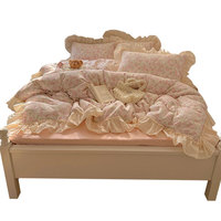Ensemble de couette de style princesse en coton pur de qualité, 11 pièces, résistant à l'eau, fil double couche léger, dentelle