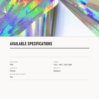 Rouleau de vinyle PVC holographique brillant auto-adhésif imprimable au laser, film éco-solvant, résistant aux UV et à l'eau, matériau publicitaire 1,27 m x 50 m