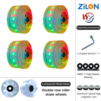 Patins à roulettes à double rangée à quatre roues 5832 mm, lumineux, silencieux, résistants à l'usure, coque en PU, PP, PVC, colorés, clignotants, pour enfants