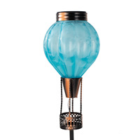 Lampe solaire de jardin en métal avec design montgolfière et flamme froide, éclairage extérieur étanche IP65