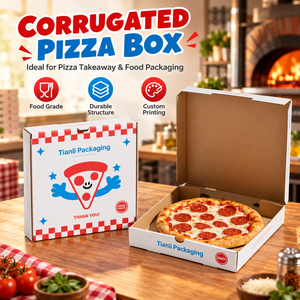 Scatole per Pizza in Cartone Ondulato Bianco con Logo Personalizzato, Imballaggio per Asporto di Grado Alimentare per Ristoranti Italiani e Servizi di Consegna - Product Image 1
