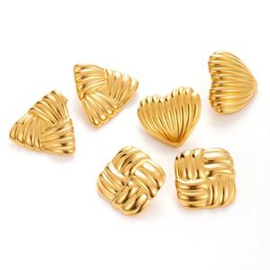 Venta al por Mayor de Joyería, Lote Mixto de Aretes Geométricos de Acero Inoxidable con Baño de Oro de 18K, Triangulares, Cuadrados y en Forma de Corazón para Mujer - Product Image 1