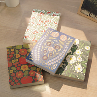 Carnet à dos ouvert entièrement personnalisable avec logo, reliure à points croisés, illustré de motifs botaniques, ligné