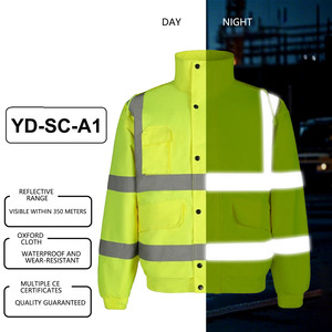Vestes de sécurité réfléchissantes haute visibilité 300D Oxford imperméable avec revêtement en PU Construction Heavy Sefty Work Jackets <span class=keywords><strong>Bomber</strong></span> Jacket - Product Image 2