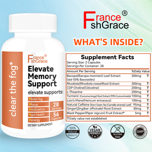 Suplemento personalizado Elevate Memory Support para mejorar la memoria y la concentración, cápsulas Elevate Memory Support para el cuidado de la salud para adultos - Product Image 3