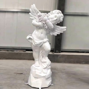 Couleur blanche grandeur nature bronze couleur fibre de verre résine <span class=keywords><strong>petit</strong></span> ange sculpture chérubin enfants statue - Product Image 2