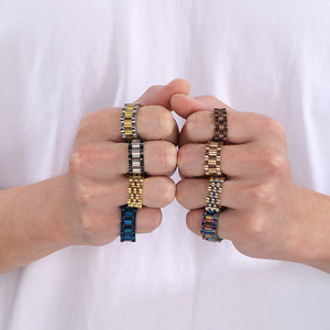 สร้อยข้อมือคู่สไตล์ฮิปฮอปทรงเรขาคณิต แหวนสแตนเลส ยูนิเซ็กส์ ขนาด 8/9/10 มม. ดีไซน์เรียบง่าย - Product Image 3