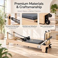 Queenlife Appareil de Pilates Reformer en Bois, Certifié Studio Commercial et Professionnel, pour Entraînement Complet en Salle de Sport Moderne