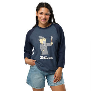 Women's 3/4 Sleeve Raglan T-Shirt Grey Wizard Design - Product Image 4