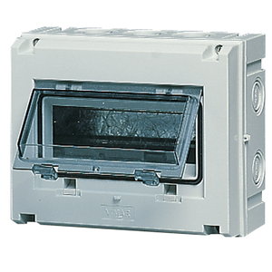 Quadro Elettrico a Muro 8M IP55 Grigio 21.5x17.5x11.2 Cm con Coperchio Trasparente per Uso Interno - Product Image 1