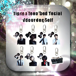 Bangtan Boys JIN ECHO Idol UV impreso plástico encantos dibujos animados Anime acrílico llavero con hierro Metal tipo KPOP llavero - Product Image 3